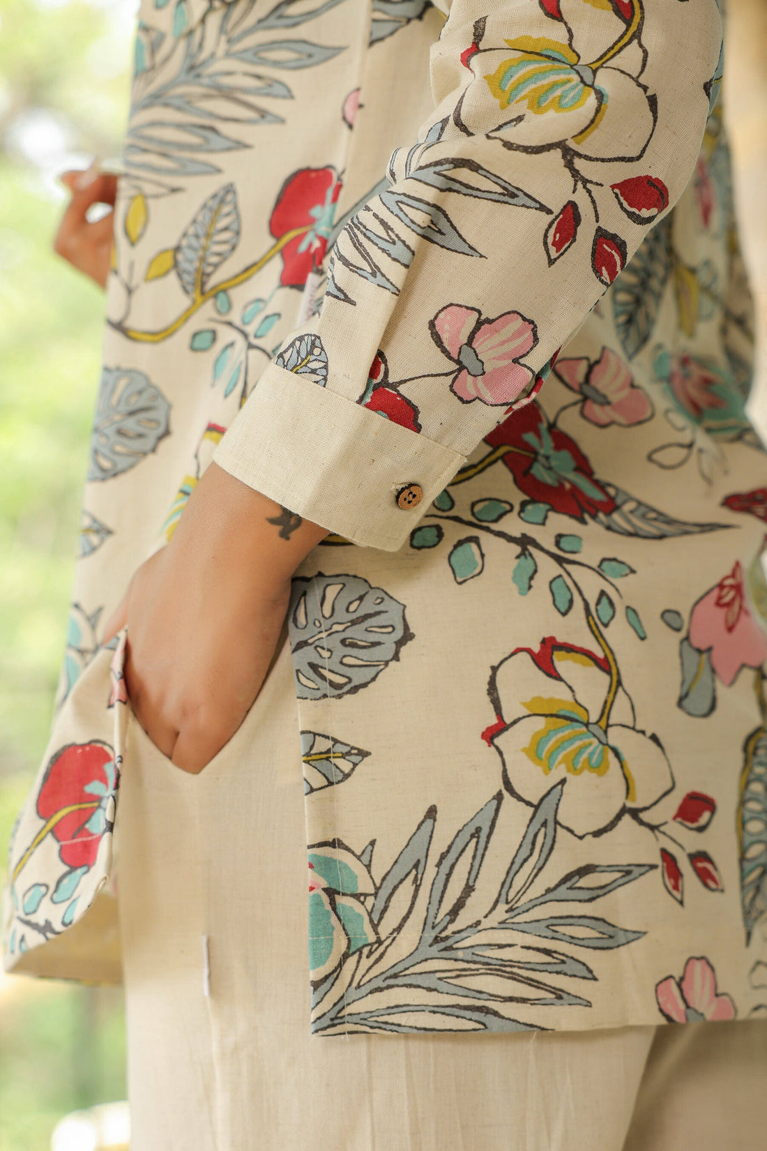 Opulent Ecru Cotton Flex Co-ord Set