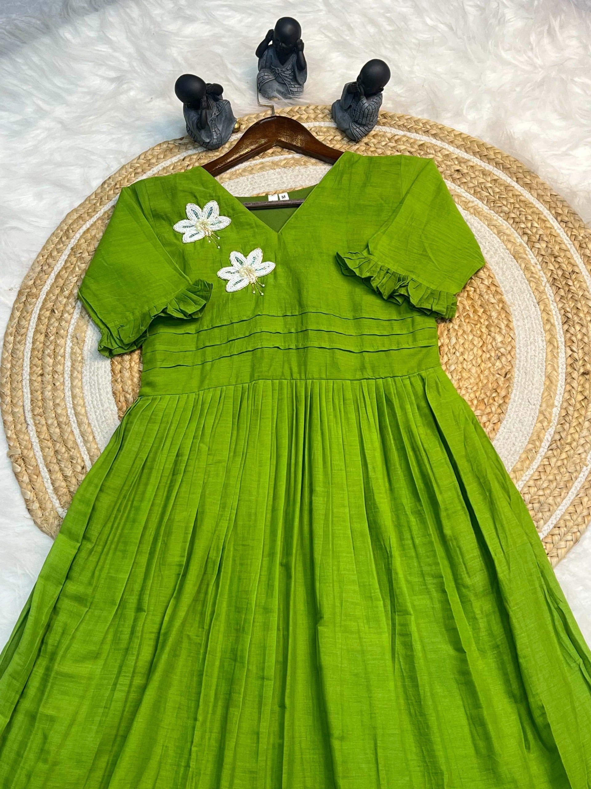 Hand work Mul Cotton Cafe Gowns