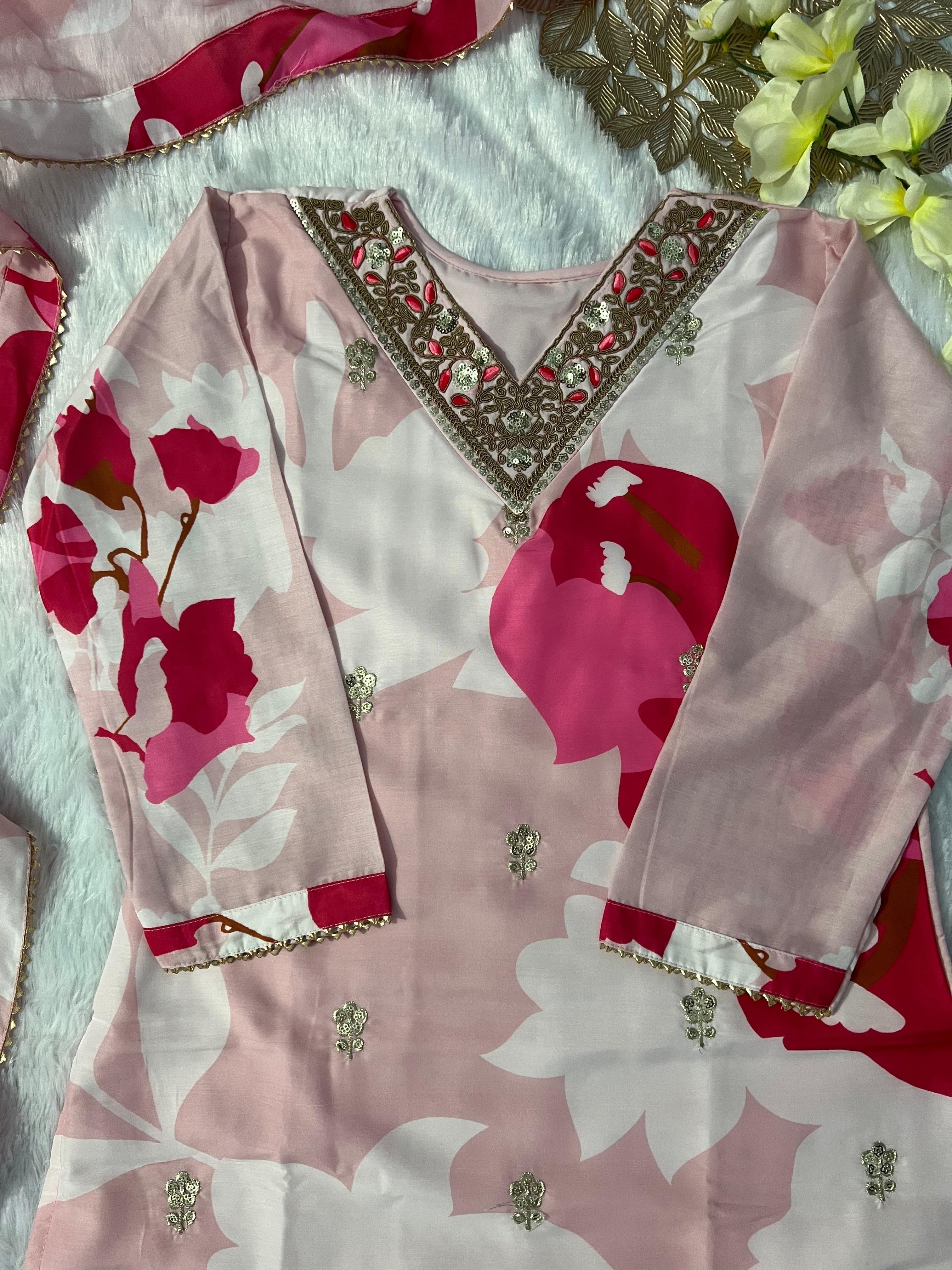 3 Pieces Digital Print kurti sets