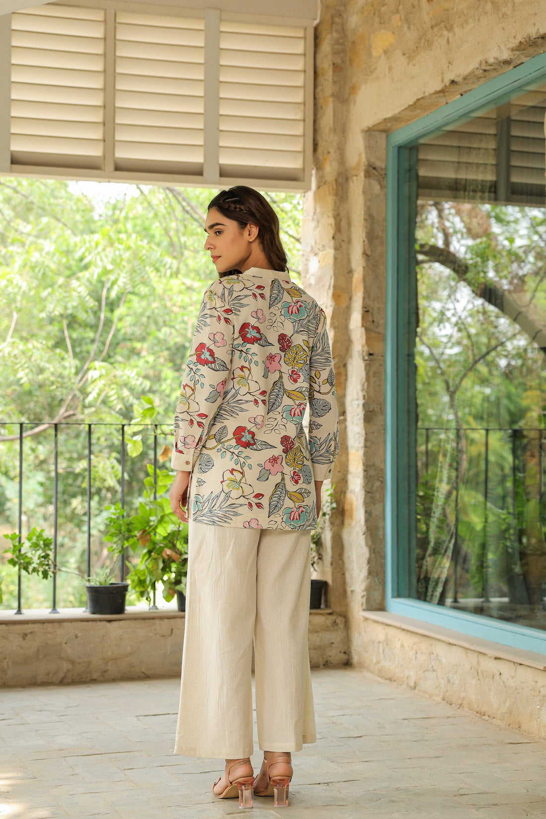 Opulent Ecru Cotton Flex Co-ord Set