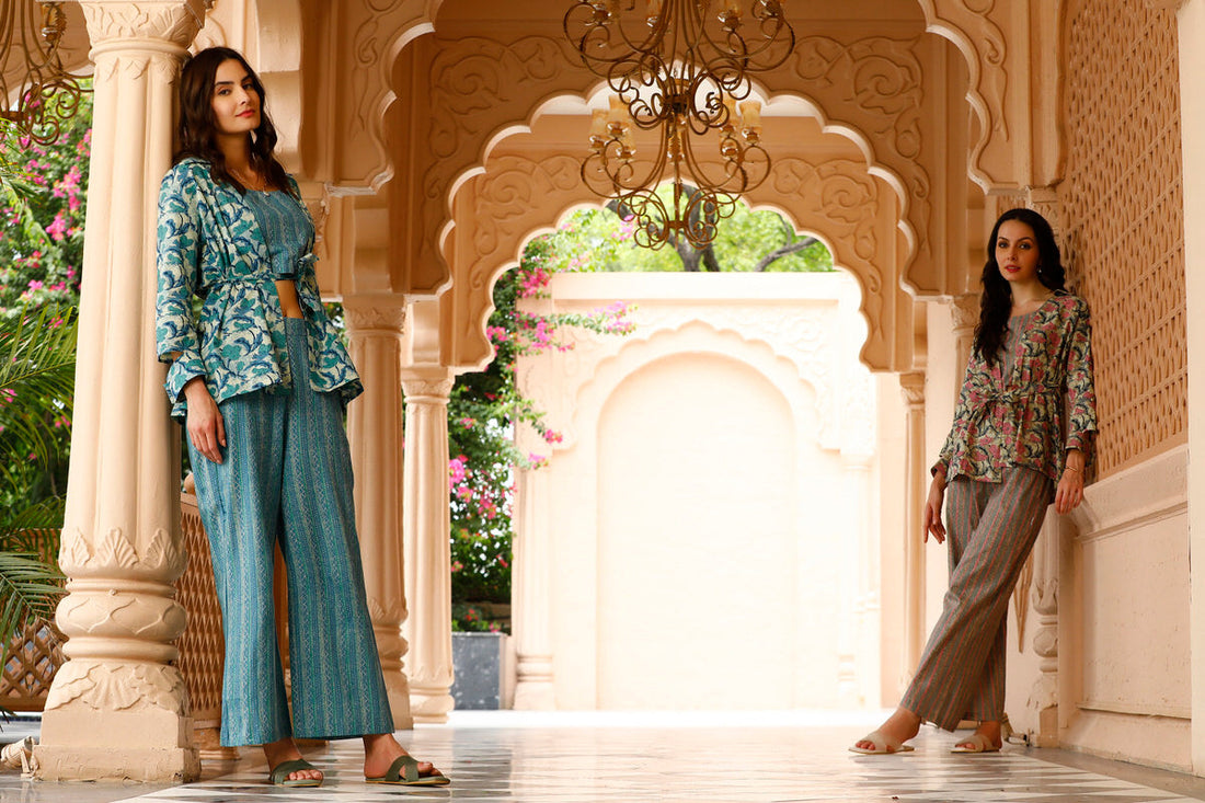 Summer Lovin Teal Cotton Three piece Co-ord Set