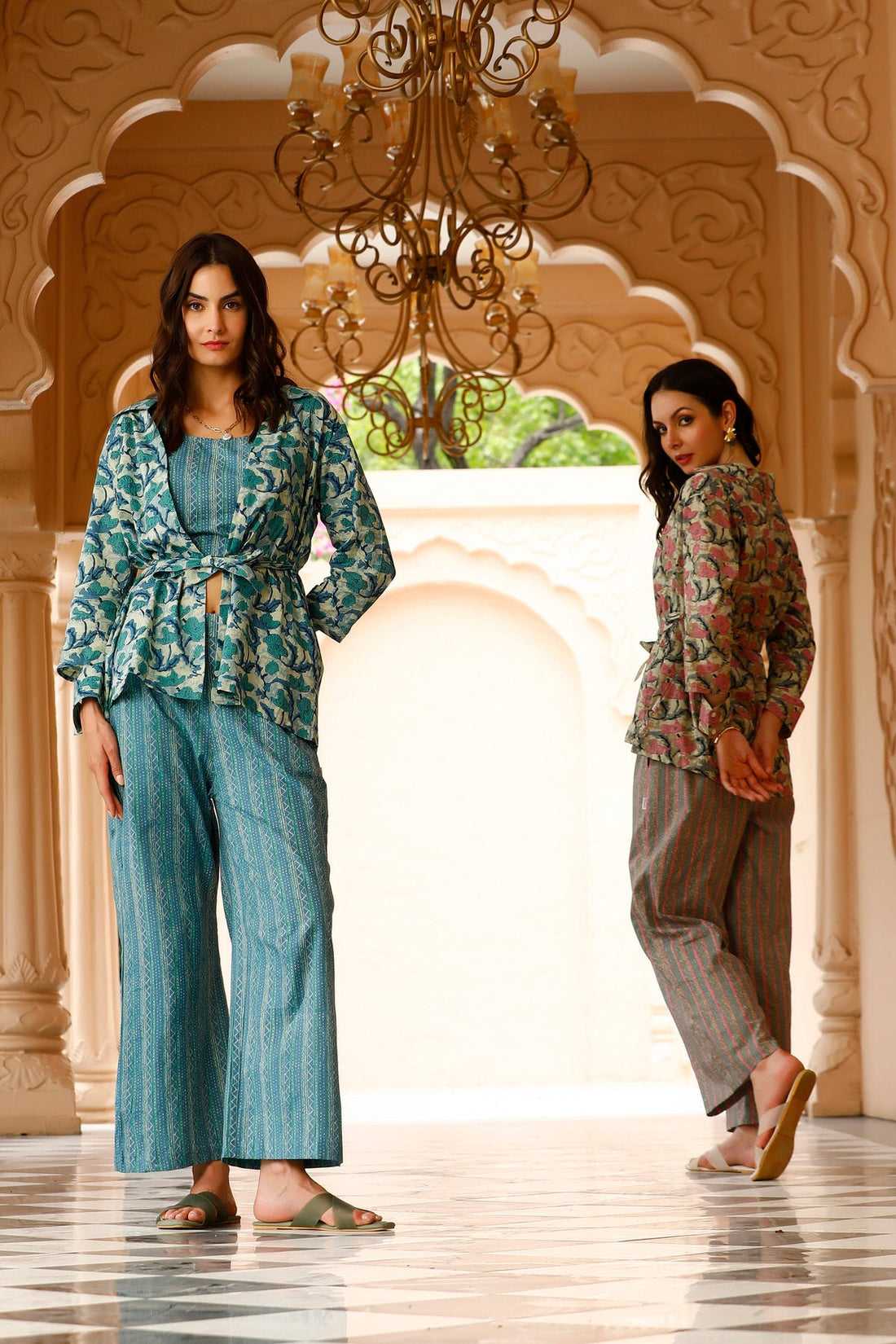 Summer Lovin Teal Cotton Three piece Co-ord Set