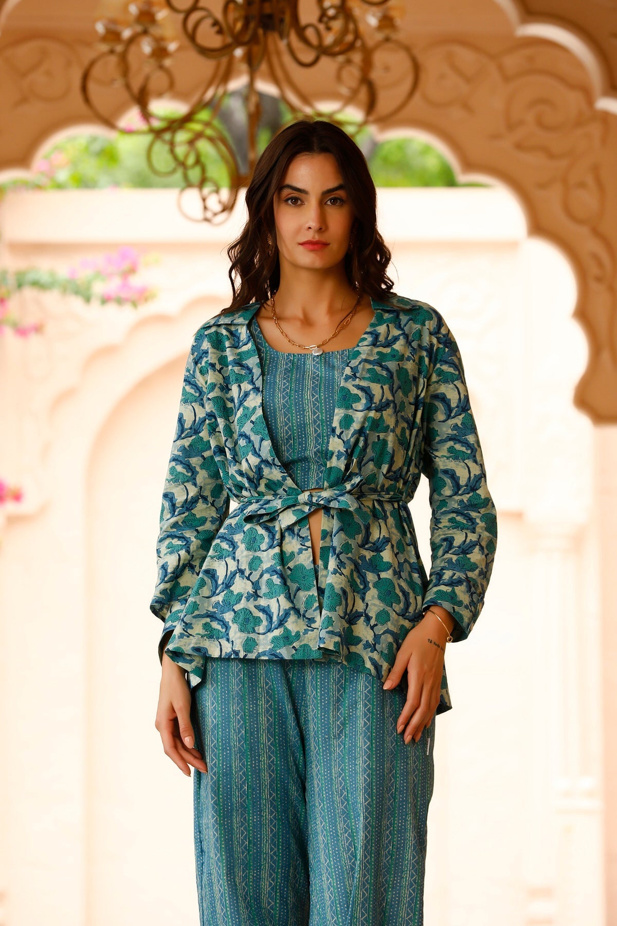 Summer Lovin Teal Cotton Three piece Co-ord Set