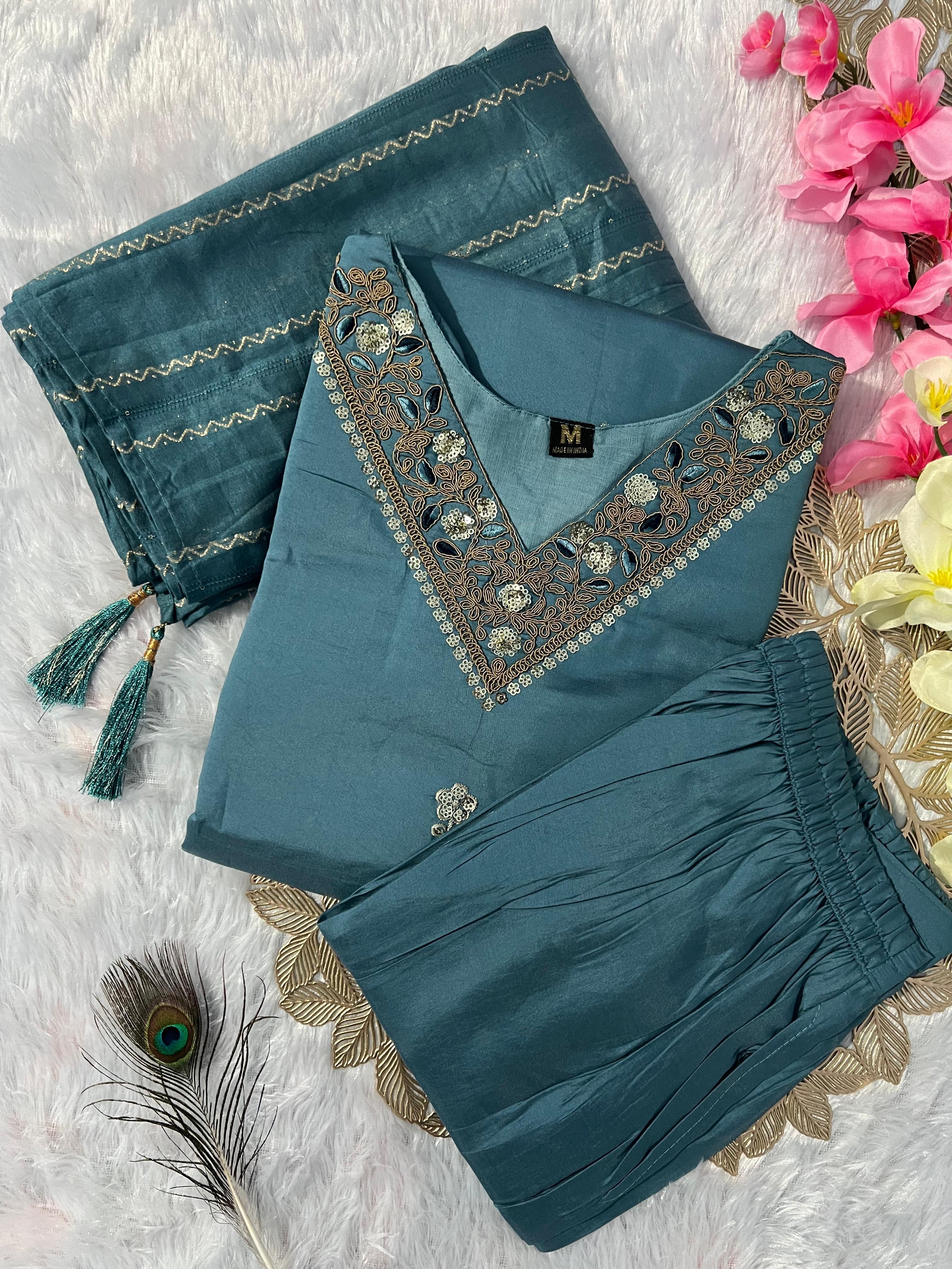 3 Piece’s Embroidery Kurti Sets