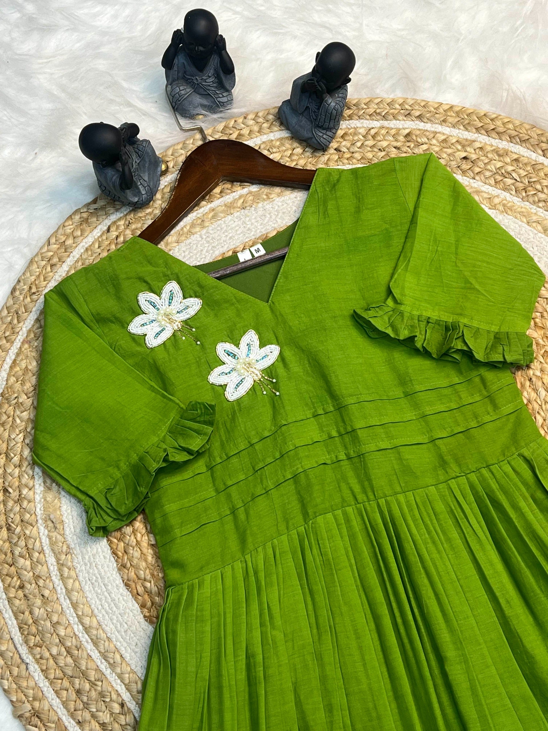 Hand work Mul Cotton Cafe Gowns