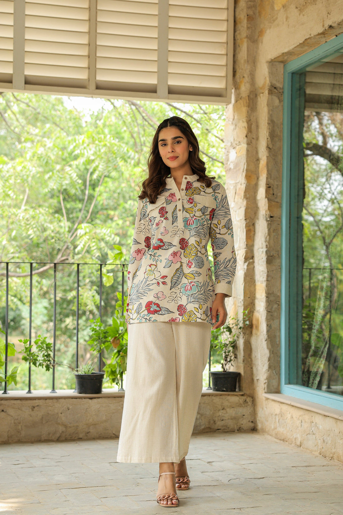 Opulent Ecru Cotton Flex Co-ord Set