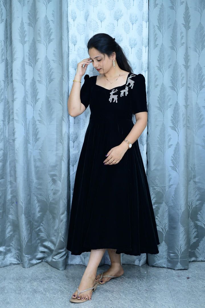 Velvet Maggam Cafe Gowns