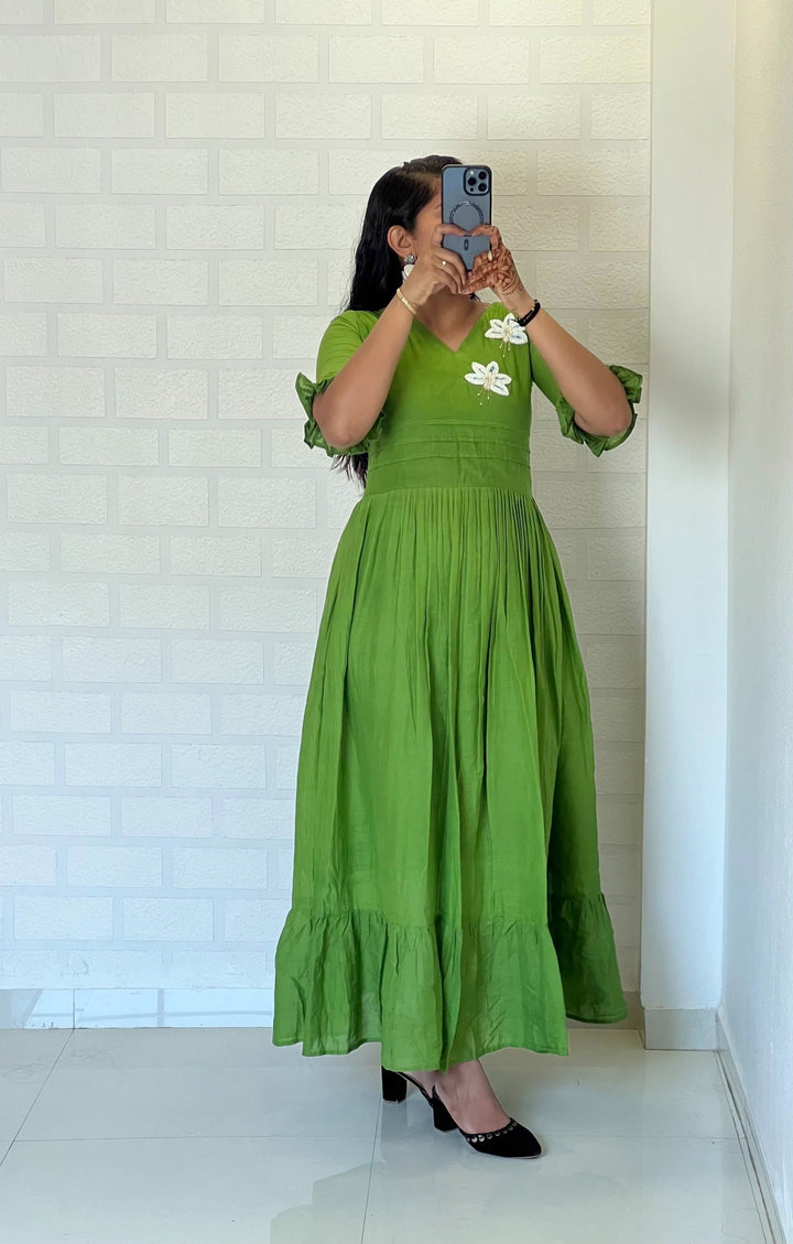 Hand work Mul Cotton Cafe Gowns