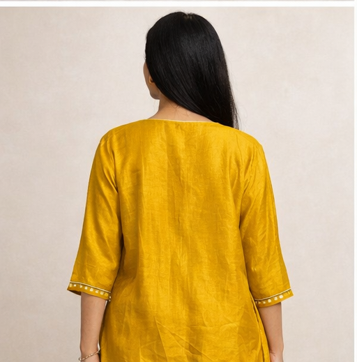Mustard Yellow Designer Top with Flared Divider Set | Hand Embroidered Indo Western Outfit for Women | Free Size