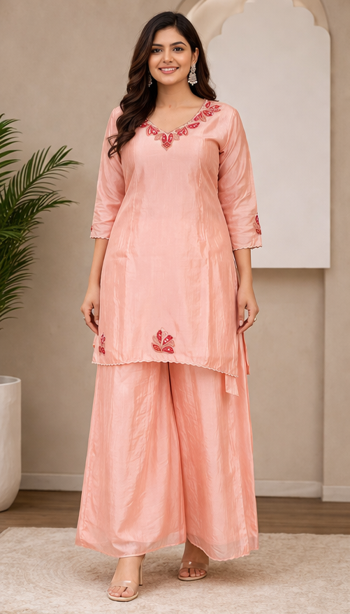 Pure Ho Silk Co-Ord Set – Top with Bustier & Divider Pants | Premium Ethnic Set