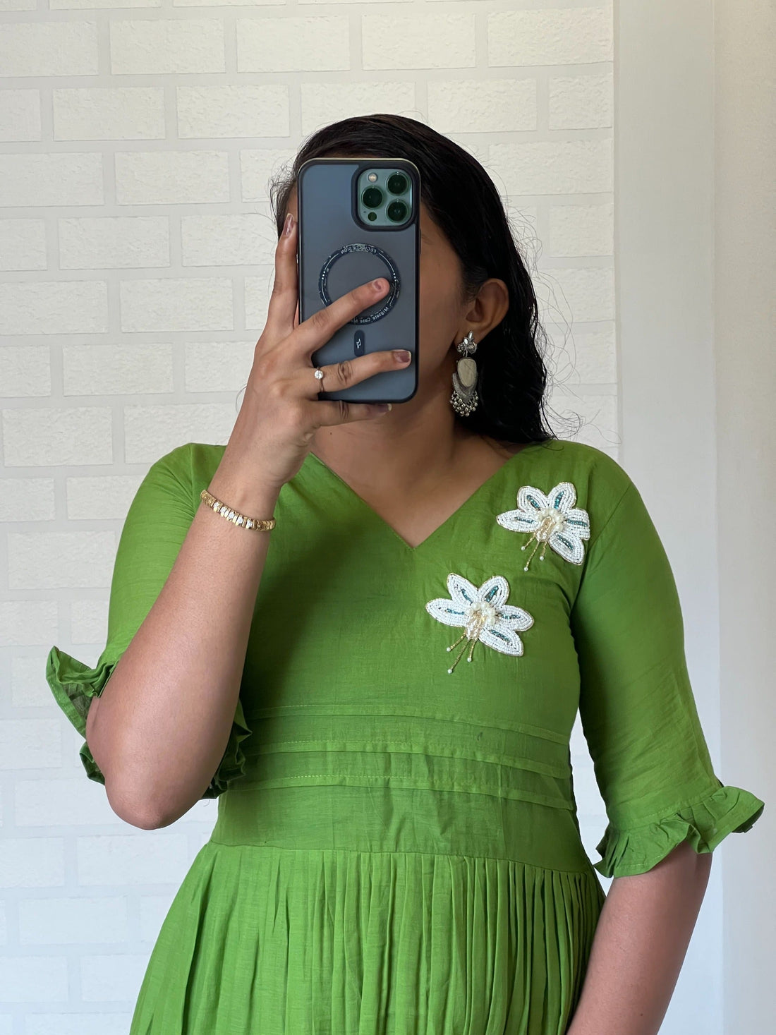 Hand work Mul Cotton Cafe Gowns