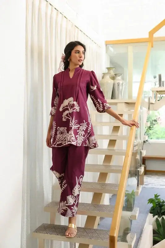 Wine Whisper Cotton Co-ord Set