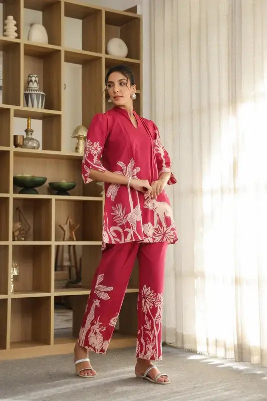 Pink Forest Enchantment Cotton Co-ord Set