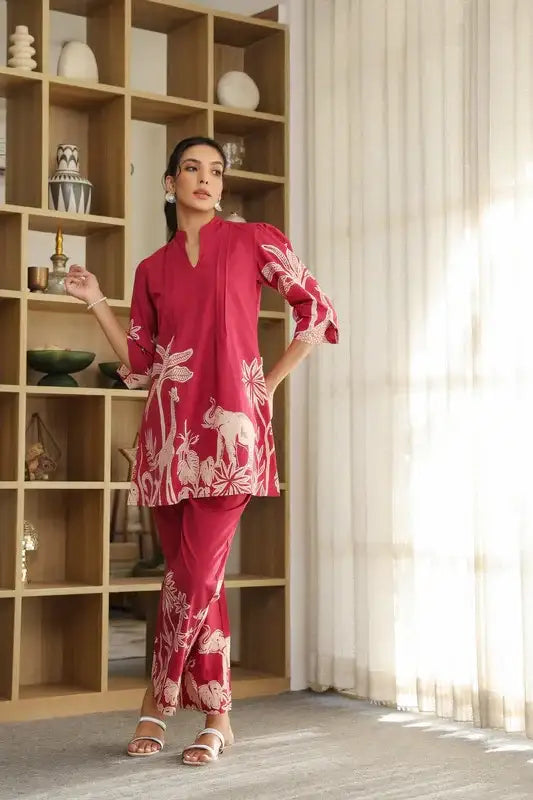 Pink Forest Enchantment Cotton Co-ord Set