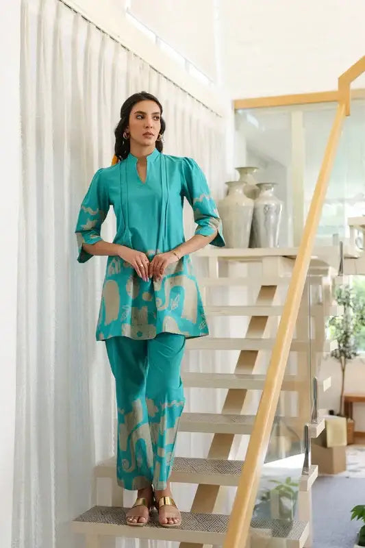 Skyline Oasis Blue Cotton Co-ord Set