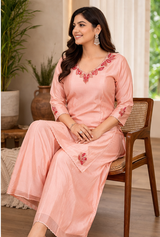 Pure Ho Silk Co-Ord Set – Top with Bustier & Divider Pants | Premium Ethnic Set