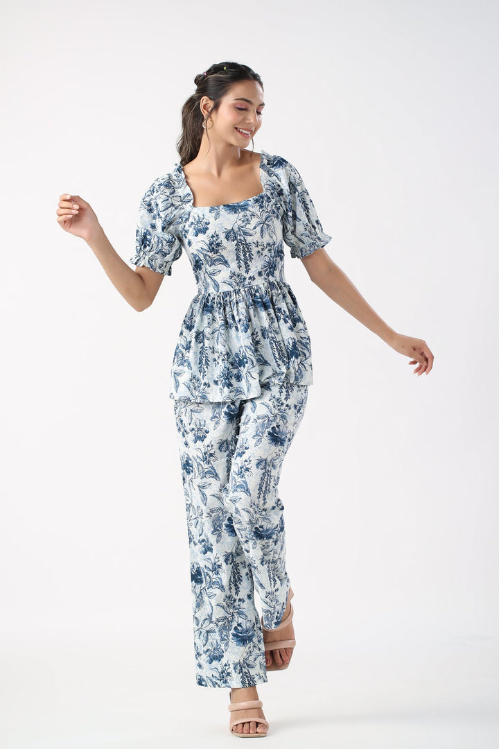 Santorini Blues Cotton Co-ord set