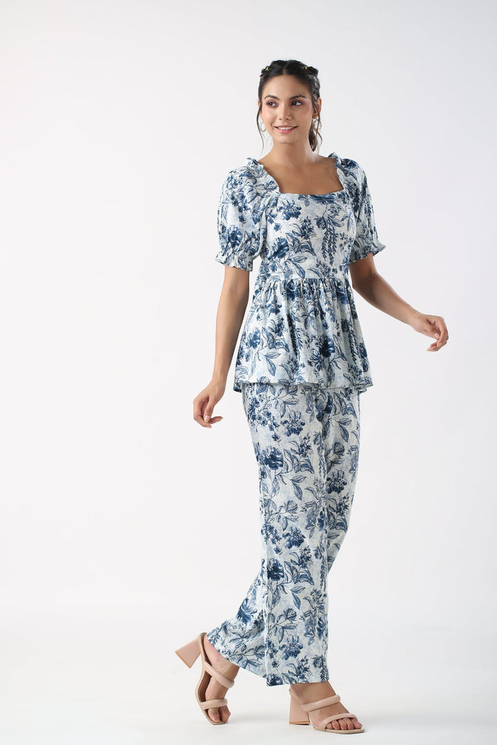 Santorini Blues Cotton Co-ord set