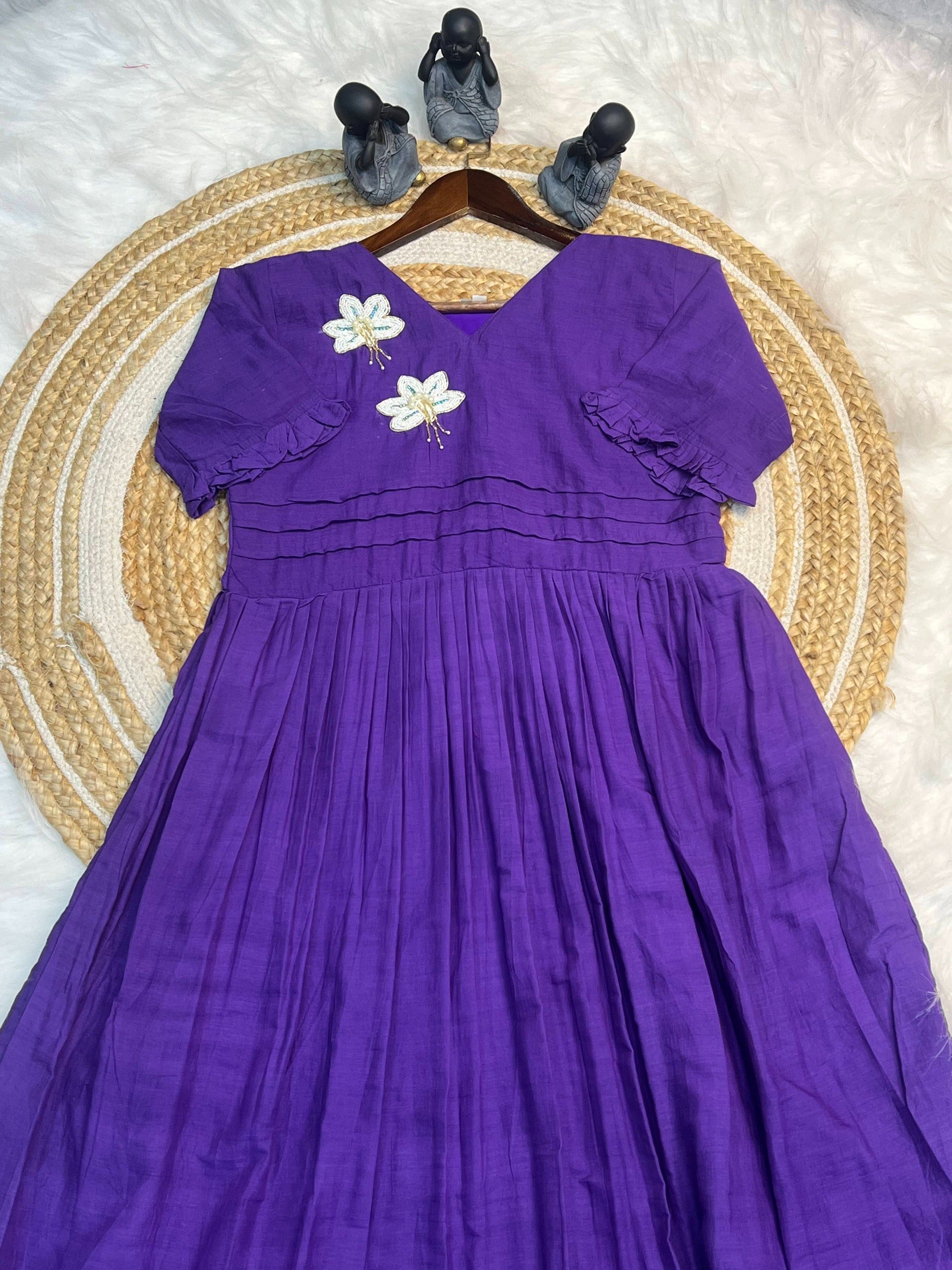 Hand work Mul Cotton Cafe Gowns