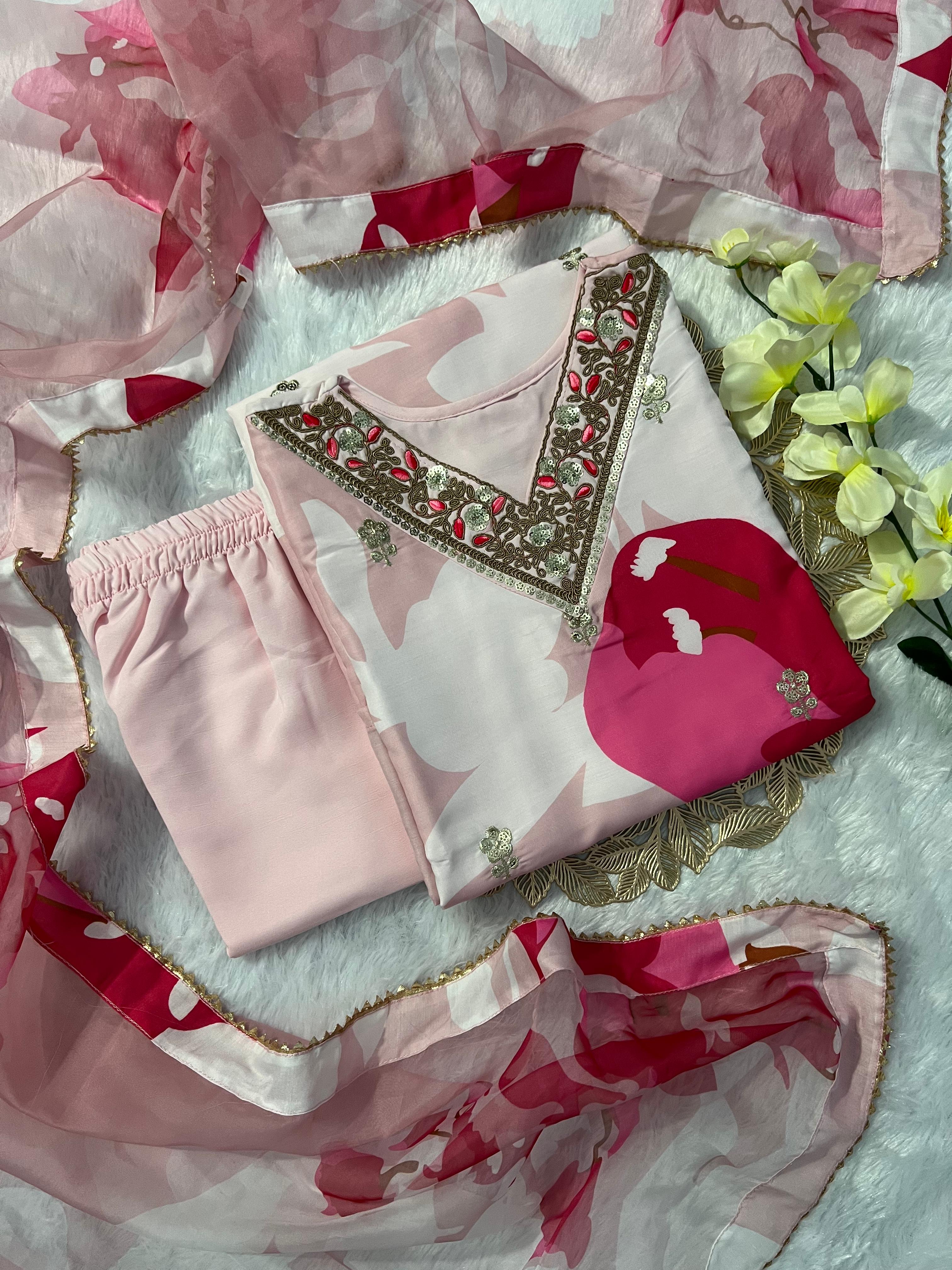 3 Pieces Digital Print kurti sets