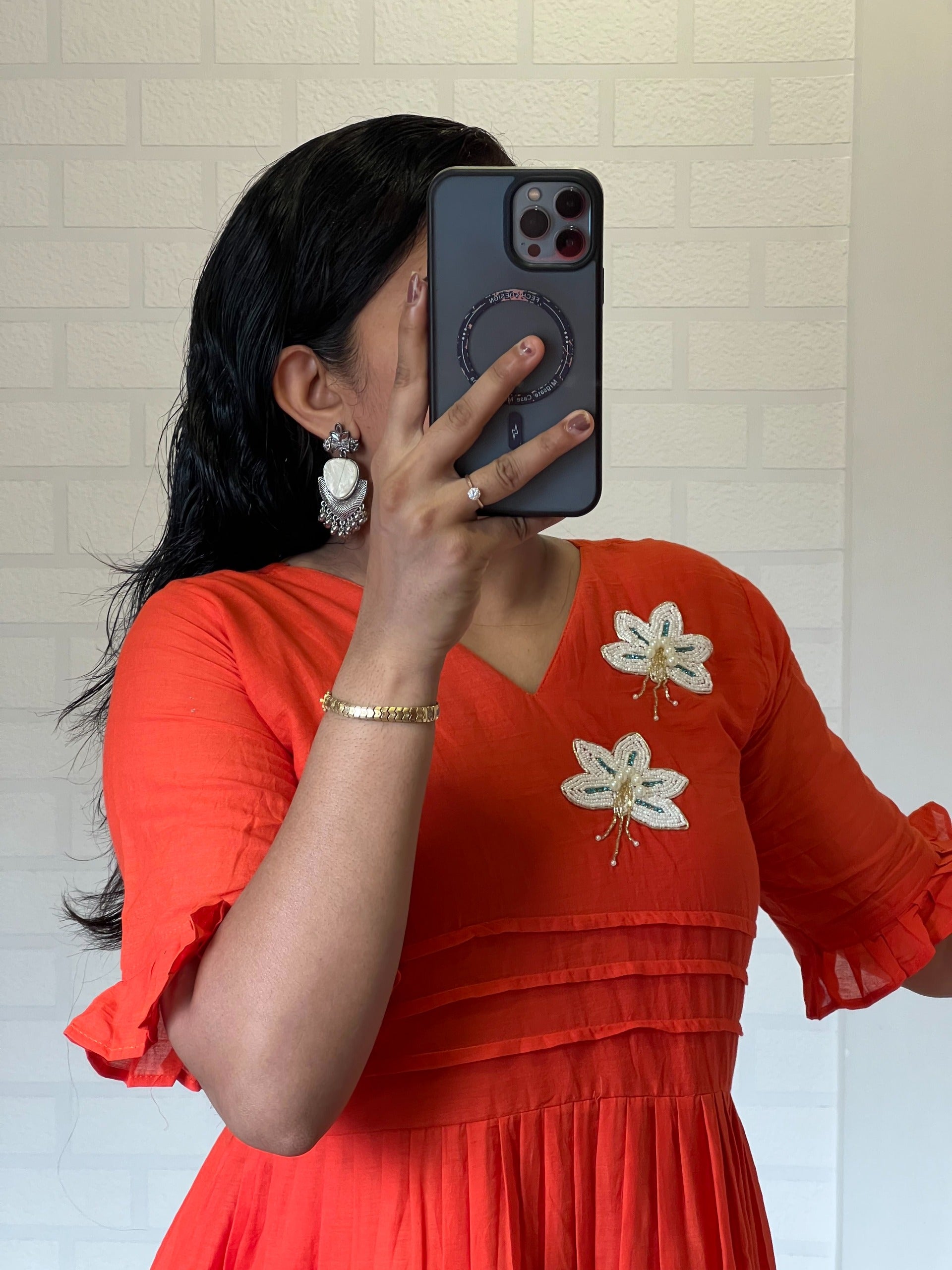 Hand work Mul Cotton Cafe Gowns