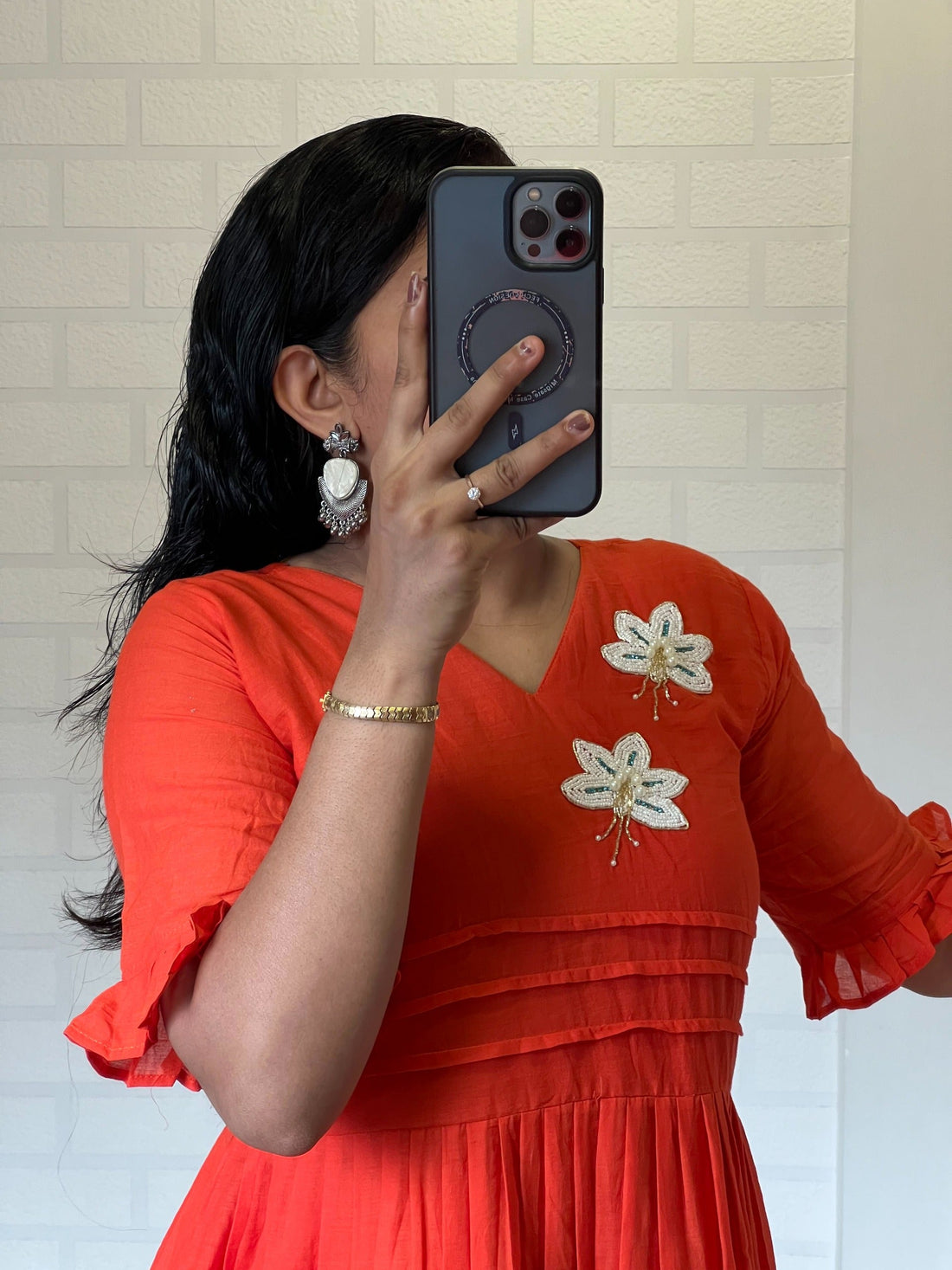 Hand work Mul Cotton Cafe Gowns