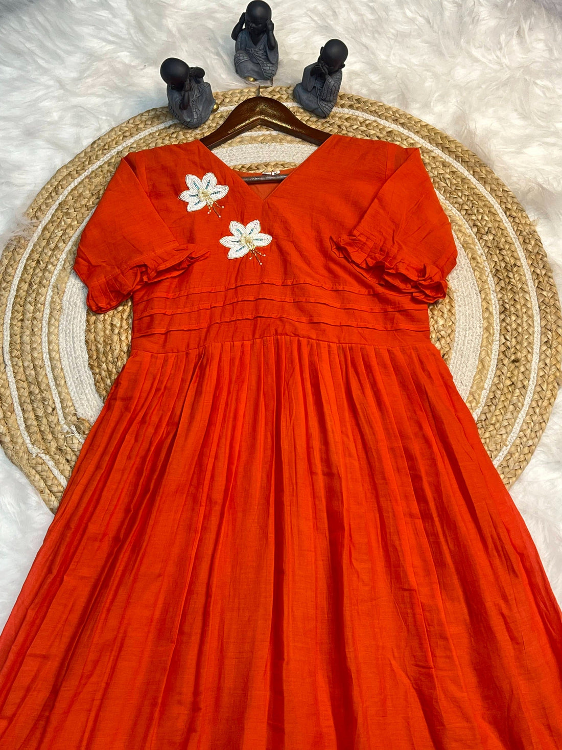 Hand work Mul Cotton Cafe Gowns