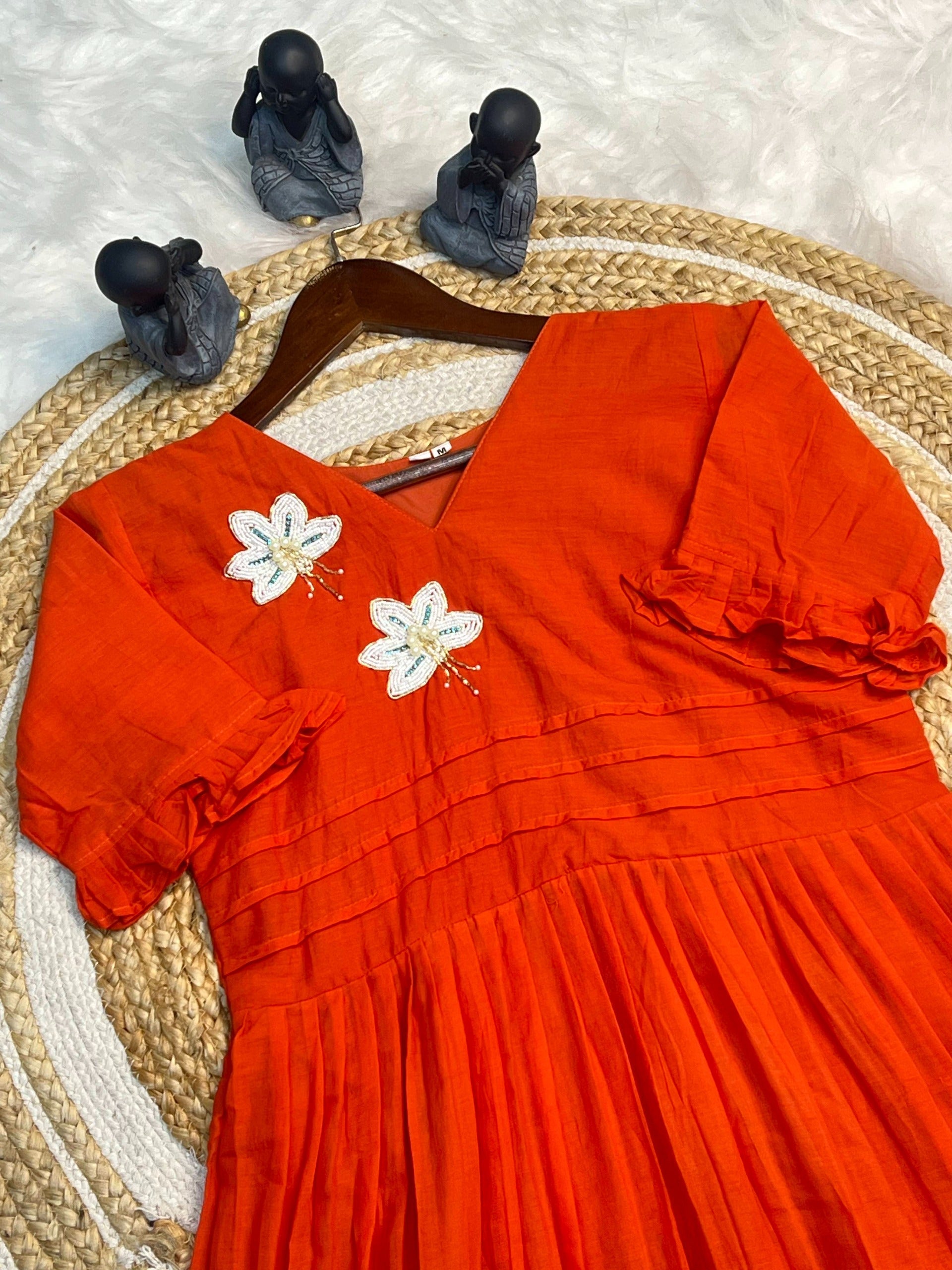 Hand work Mul Cotton Cafe Gowns