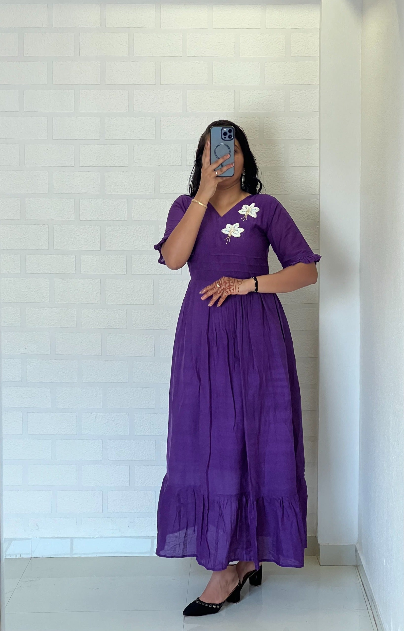 Hand work Mul Cotton Cafe Gowns