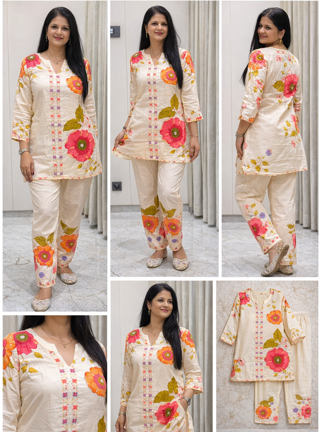 Premium Pure Muslin Co-Ord Set with Mul Cotton Lining for Women – Elegant Top & Bottom Set