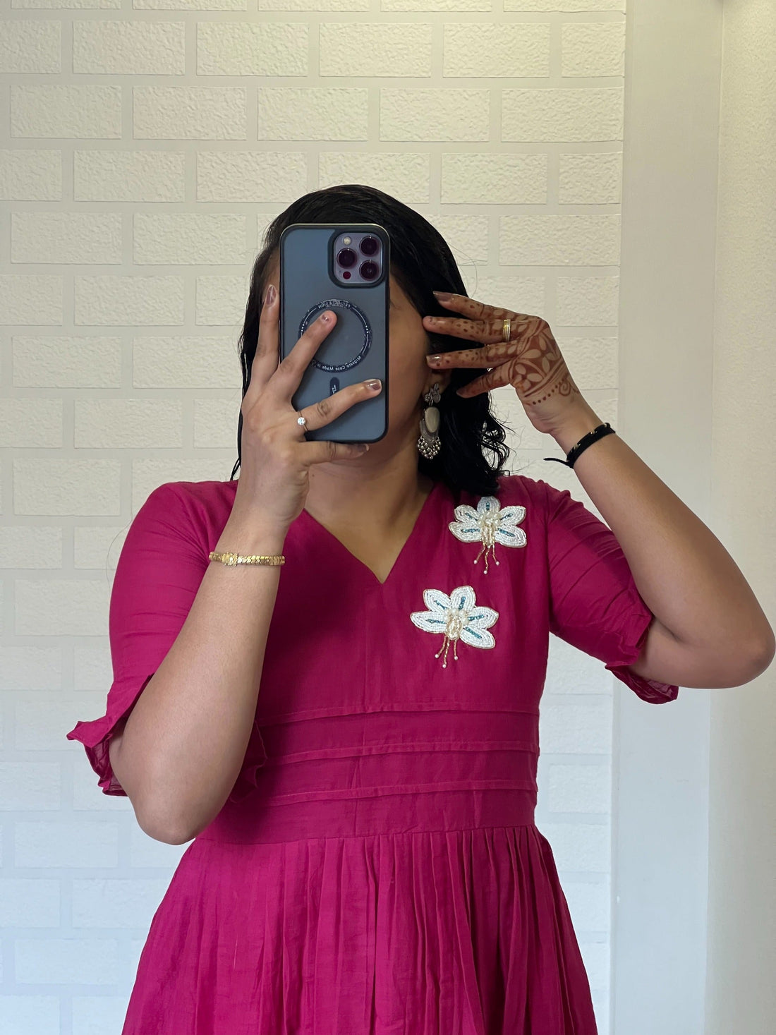 Hand work Mul Cotton Cafe Gowns