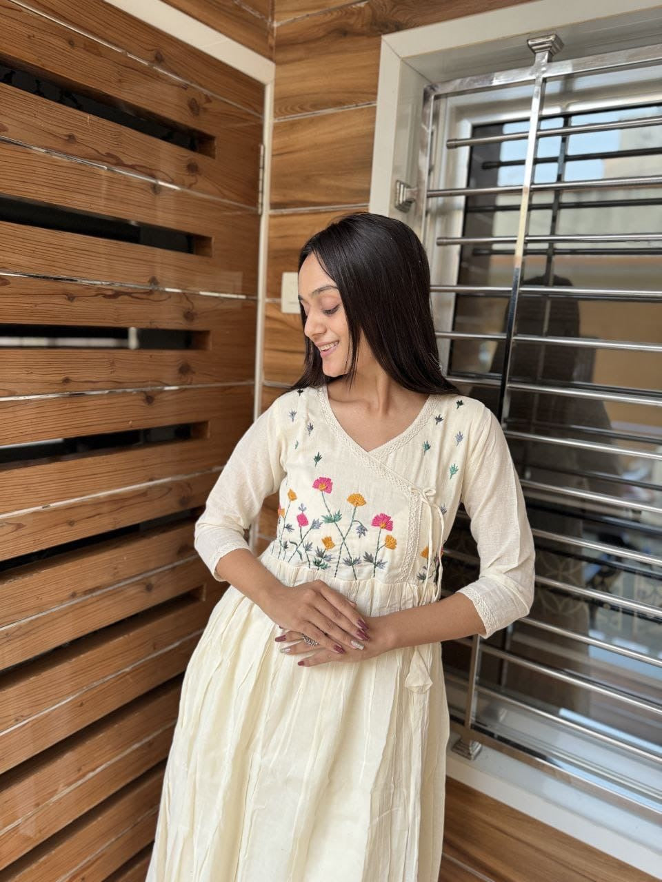 Summer Pure Khadi Cotton Cafe Gown