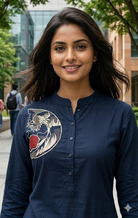 Trendy Navy Blue Flex Cotton Printed Co-ord Set