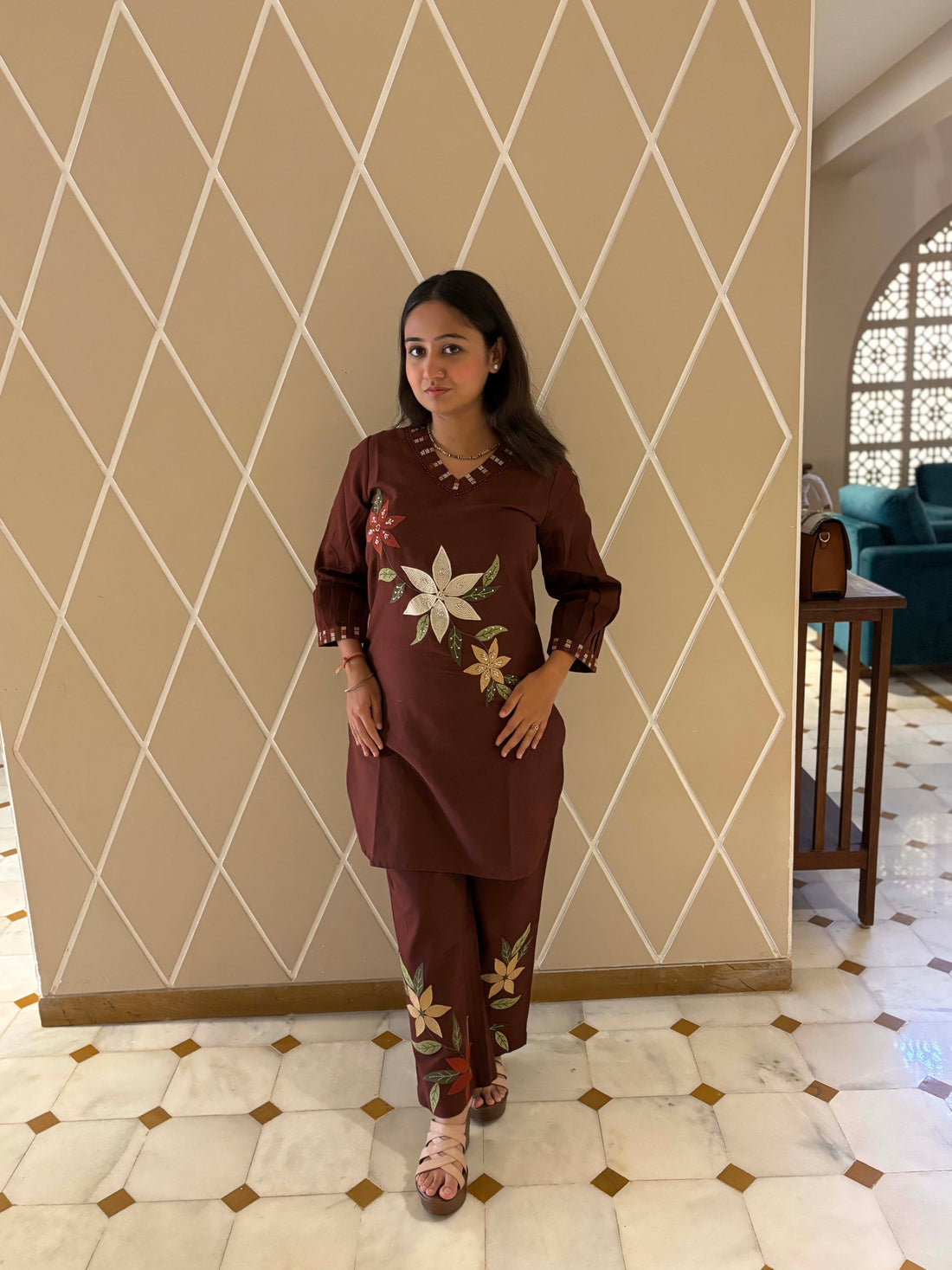 Dark Brown Flex Cotton Cord Set | Stylish Co-Ord Set