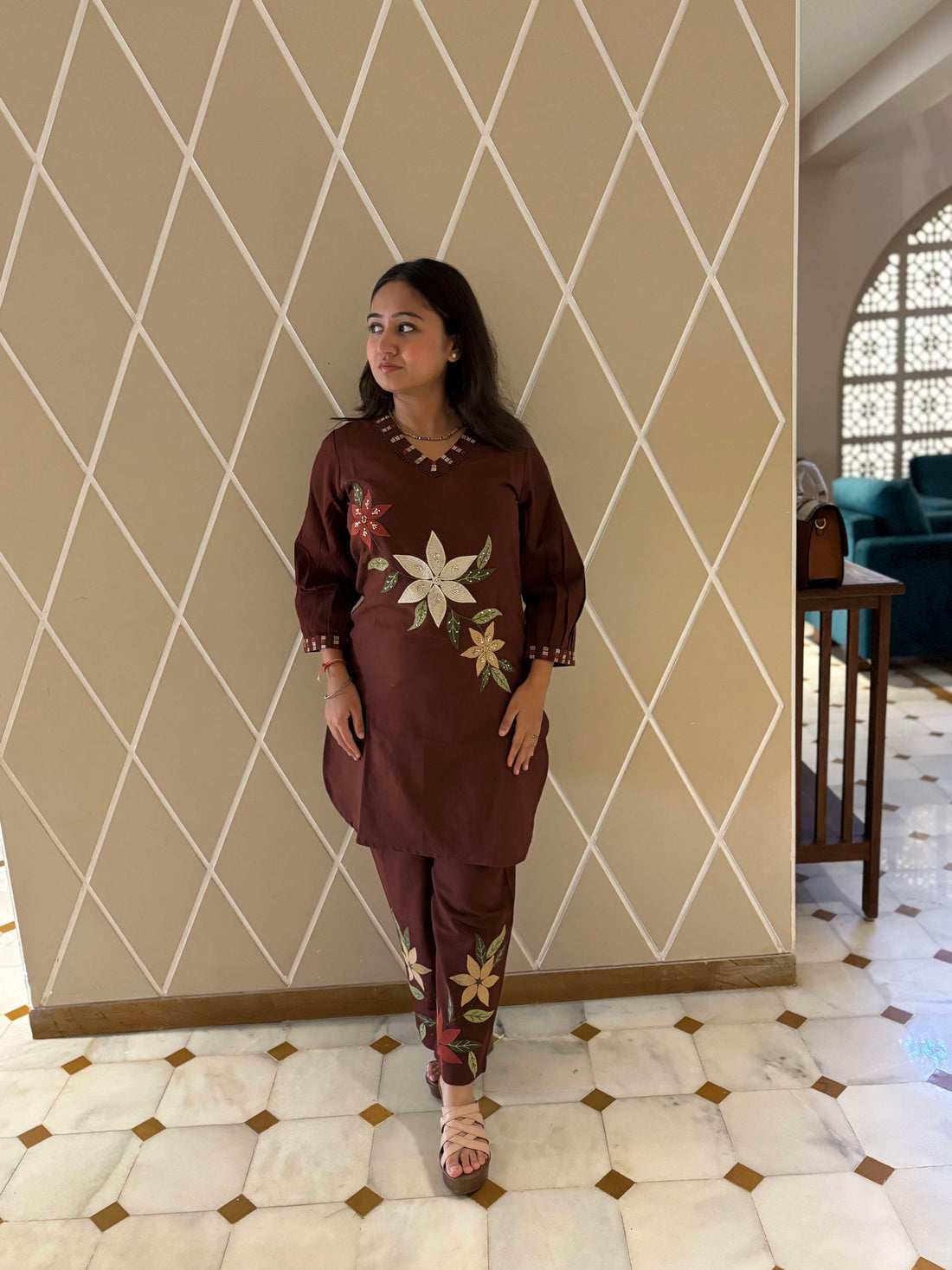 Dark Brown Flex Cotton Cord Set | Stylish Co-Ord Set