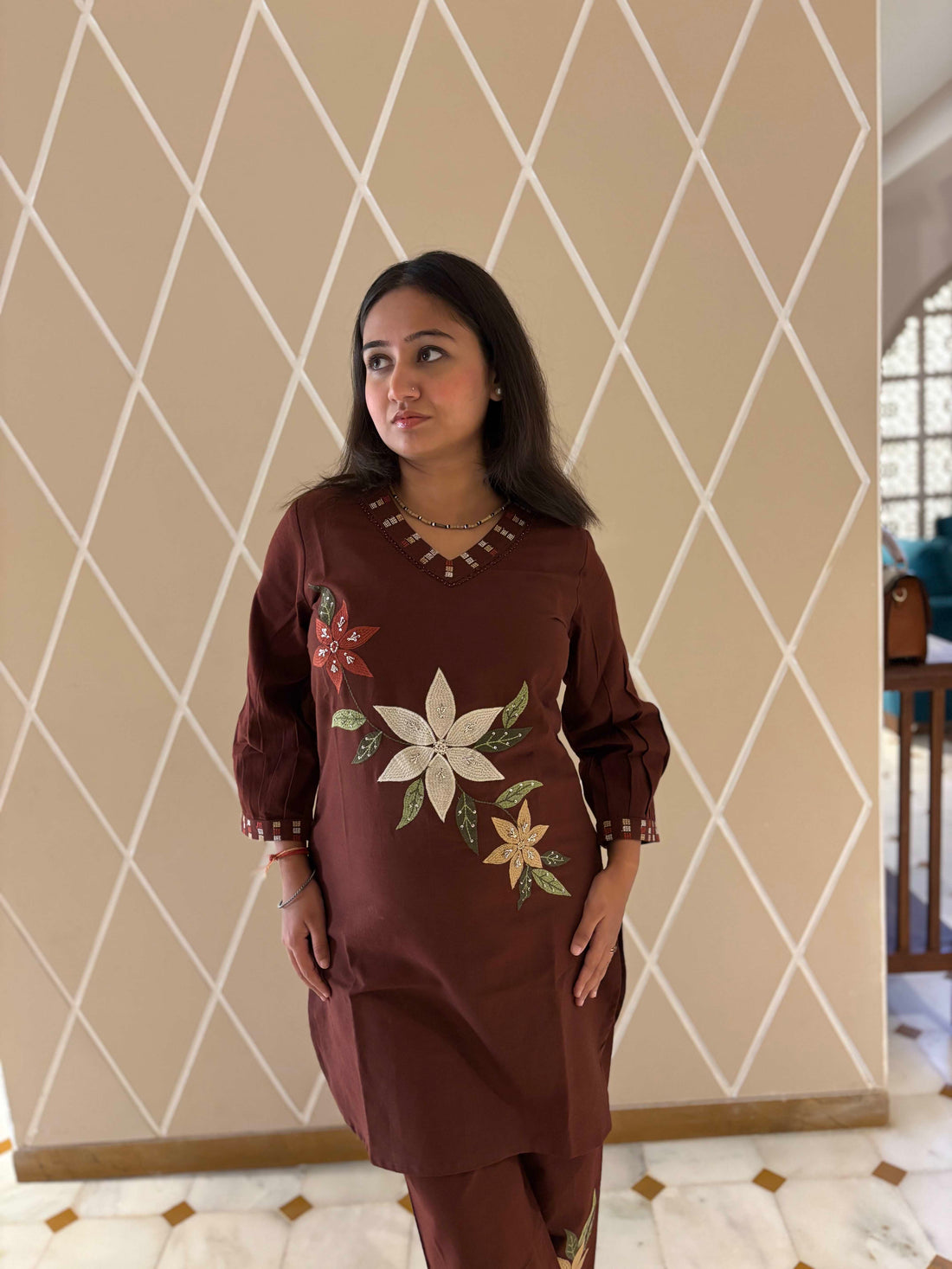 Dark Brown Flex Cotton Cord Set | Stylish Co-Ord Set