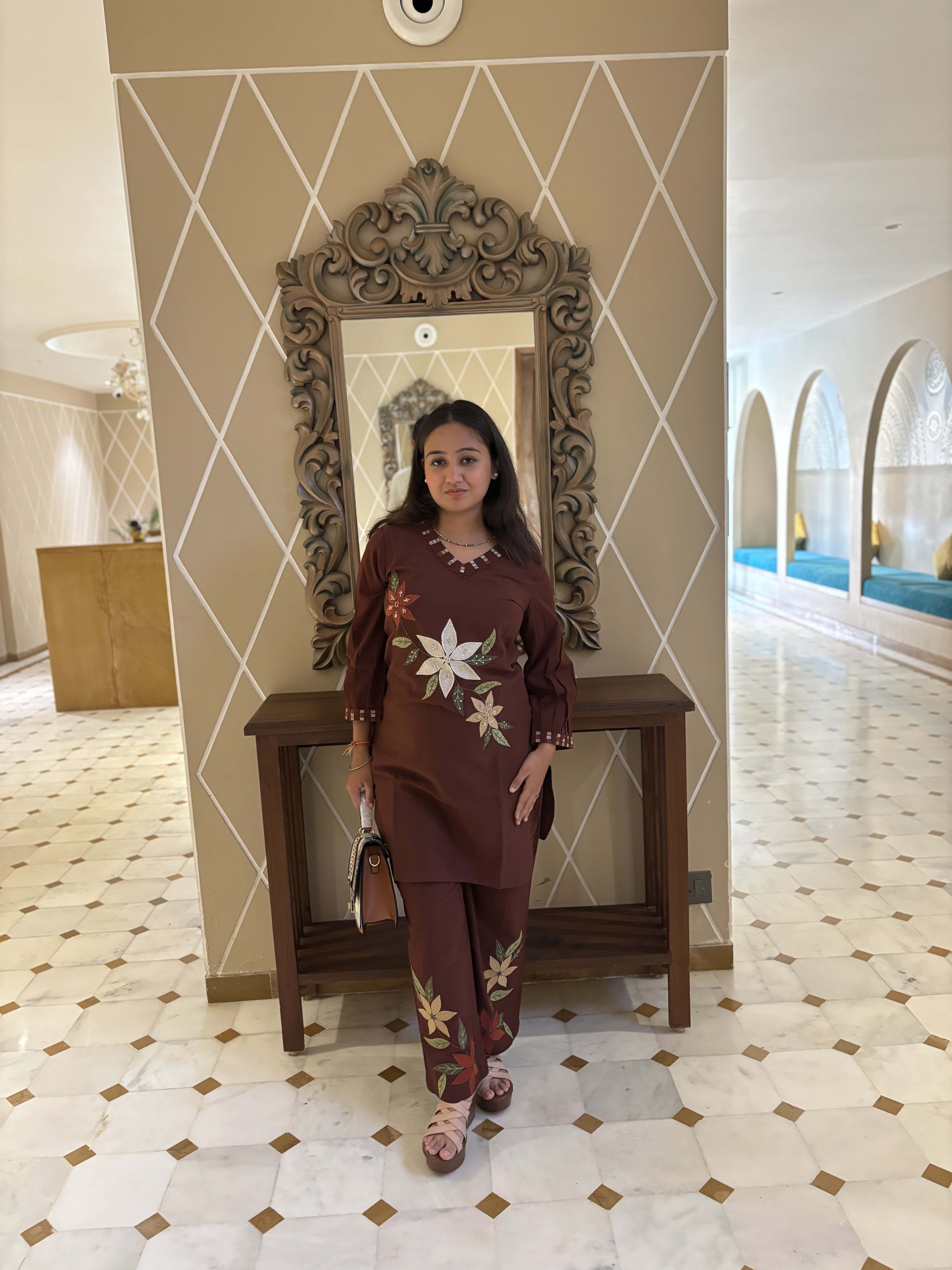 Dark Brown Flex Cotton Cord Set | Stylish Co-Ord Set