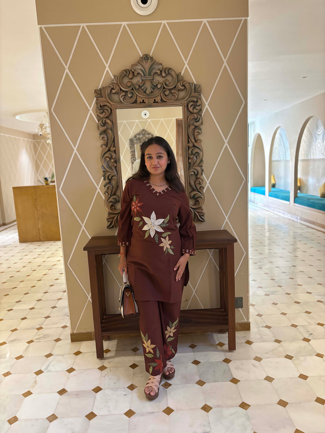 Dark Brown Flex Cotton Cord Set | Stylish Co-Ord Set