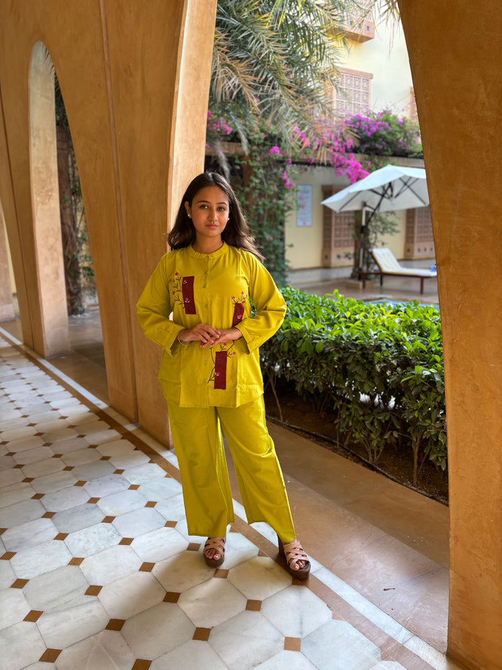 Yellow Flex Cotton Cord Set | Stylish Co-Ord Set For Casual & Daily Wear