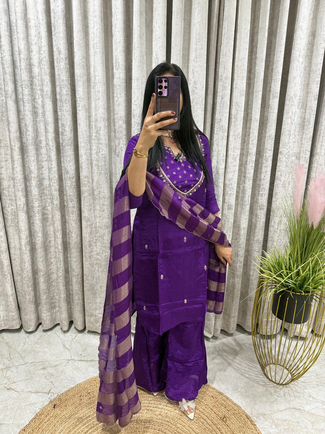 Pure Crepe Sharara Set with Organza Dupatta | Santoon Lining | Party & Festive Wear