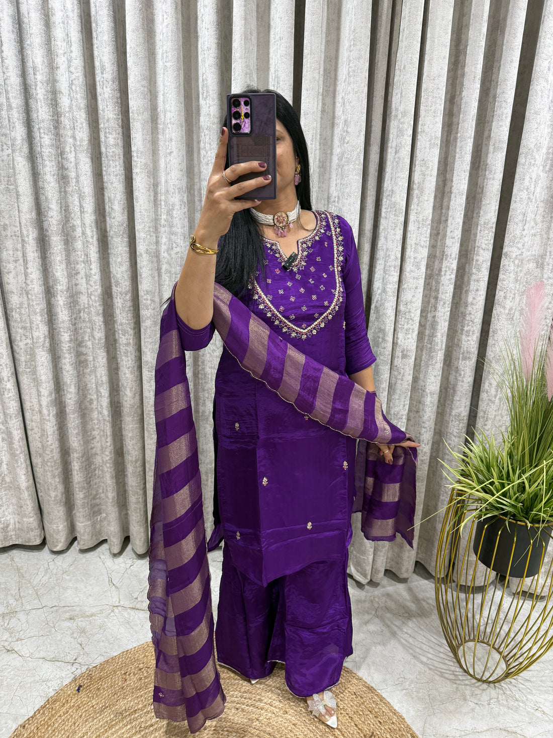 Pure Crepe Sharara Set with Organza Dupatta | Santoon Lining | Party & Festive Wear