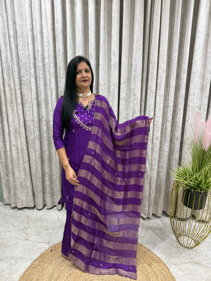 Pure Crepe Sharara Set with Organza Dupatta | Santoon Lining | Party & Festive Wear