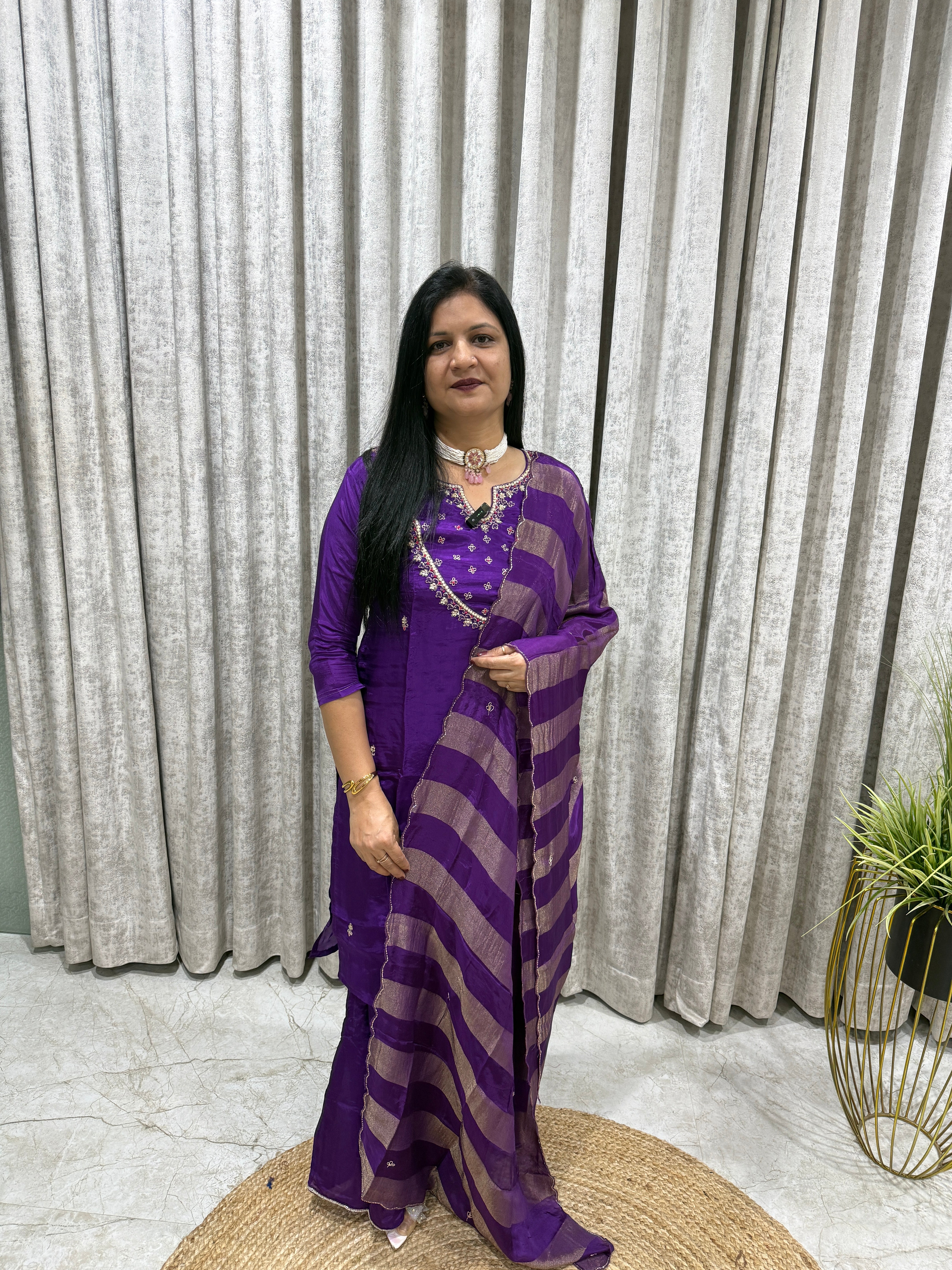 Pure Crepe Sharara Set with Organza Dupatta | Santoon Lining | Party & Festive Wear