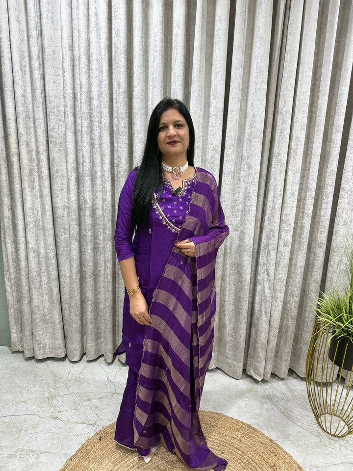 Pure Crepe Sharara Set with Organza Dupatta | Santoon Lining | Party & Festive Wear