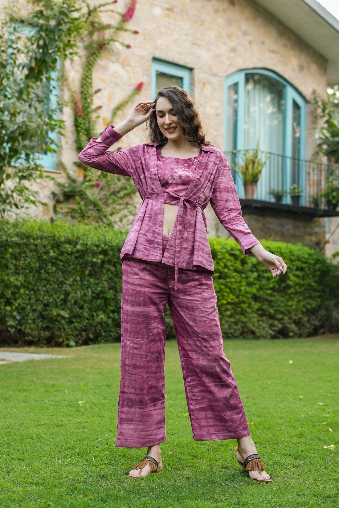 Plum passion three piece Cotton Co-ord set