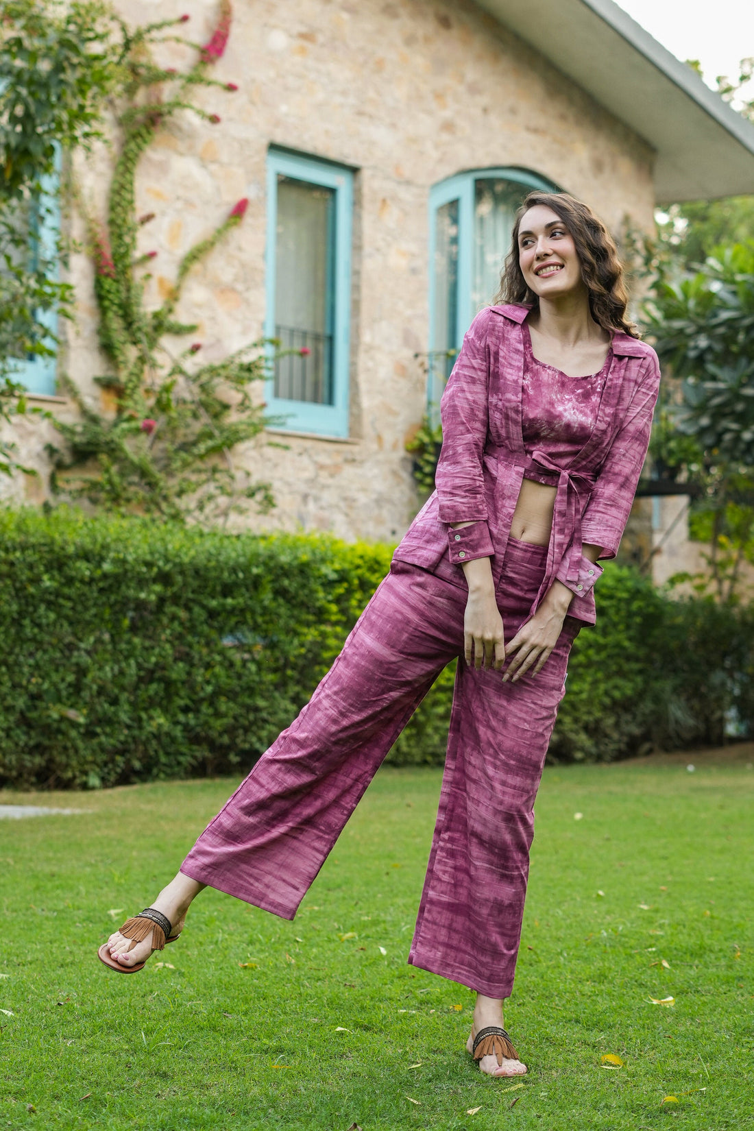 Plum passion three piece Cotton Co-ord set