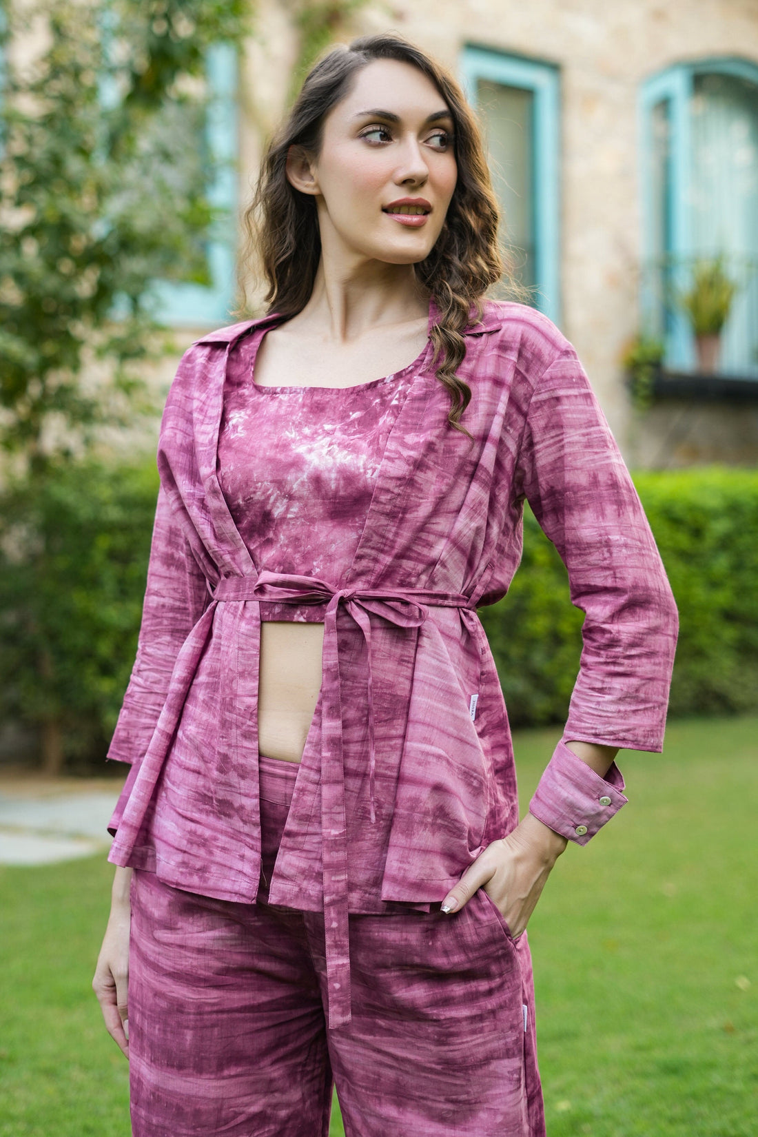 Plum passion three piece Cotton Co-ord set