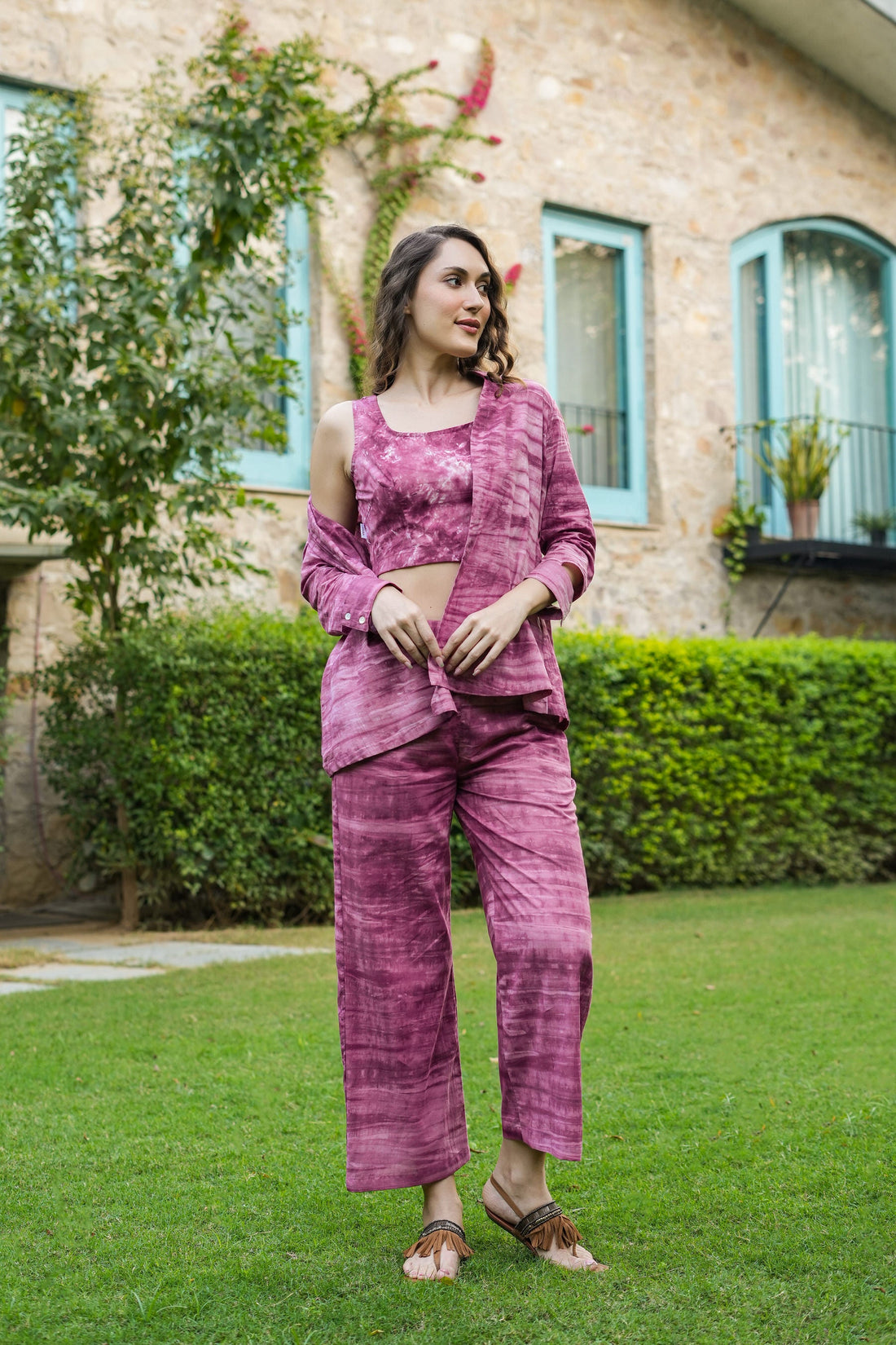 Plum passion three piece Cotton Co-ord set