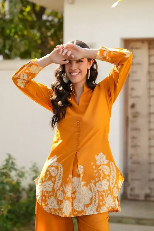 Yellow Amber Bloom Cotton Co-ord Set