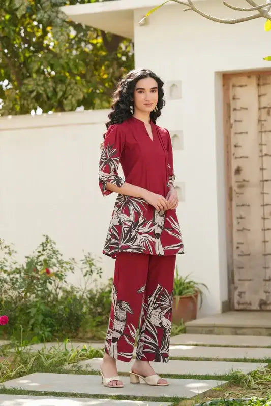 Scarlet Glow Printed Cotton Co-ord Set